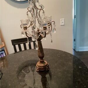 Elegant Gold Crystal Candelabra 
Two(2) feet tall